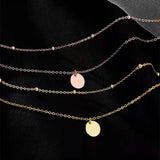 Stylish 925 Silver Double Layer Pendant Choker Necklace for Women
