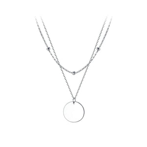 Stylish 925 Silver Double Layer Pendant Choker Necklace for Women