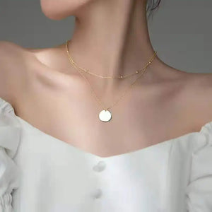 Stylish 925 Silver Double Layer Pendant Choker Necklace for Women