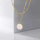 Stylish 925 Silver Double Layer Pendant Choker Necklace for Women