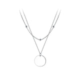 Stylish 925 Silver Double Layer Pendant Choker Necklace for Women