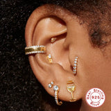 925 Silver U-shaped Four-claw Earrings Anniversary Gift