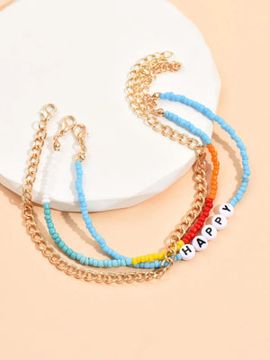 Boho Style Beaded Alphabet Anklet for Women