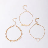 Alphabet Hollow Out Love Geometric Anklet