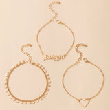 Alphabet Hollow Out Love Geometric Anklet
