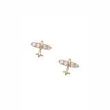 Zircon Mini Aircraft Airplane Stud Earrings