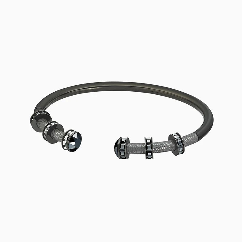 Crystal-studded Open-top Bracelet - Unisex Design
