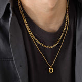 Square Necklace for Men, Stainless Steel Double Layered Collar