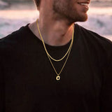 Square Necklace for Men, Stainless Steel Double Layered Collar