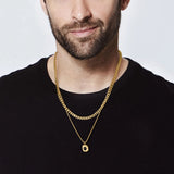 Square Necklace for Men, Stainless Steel Double Layered Collar