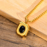 Square Necklace for Men, Stainless Steel Double Layered Collar