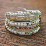 Boho Mix Beads Wrap Bracelet for Women Howlite Metal Pearl Beadwork Bracelets