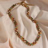 Colorful Cuban Chain Necklace Hiphop Jewelry Women