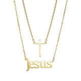 Cross Name Necklace Double Layer Jesus Pendant Jewelry