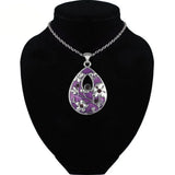 Enamel Necklace Crystal Teardrop Pendant