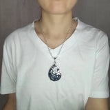 Enamel Necklace Crystal Teardrop Pendant