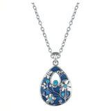 Enamel Necklace Crystal Teardrop Pendant