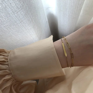 Stylish GoodLuck Double Chain Bracelet Stainless Steel Plated 18k