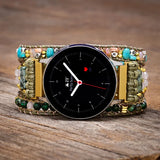 Green Natural Stone Watch Band Howlite Beads 3 Wraps Smart Watch Strap