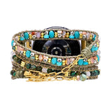 Green Natural Stone Watch Band Howlite Beads 3 Wraps Smart Watch Strap