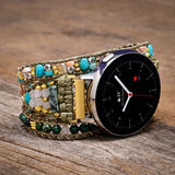 Green Natural Stone Watch Band Howlite Beads 3 Wraps Smart Watch Strap