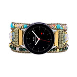 Green Natural Stone Watch Band Howlite Beads 3 Wraps Smart Watch Strap