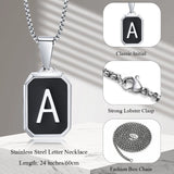 Initial Necklace Geometric Pendant Collar - Stainless Steel Chain