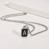 Initial Necklace Geometric Pendant Collar - Stainless Steel Chain