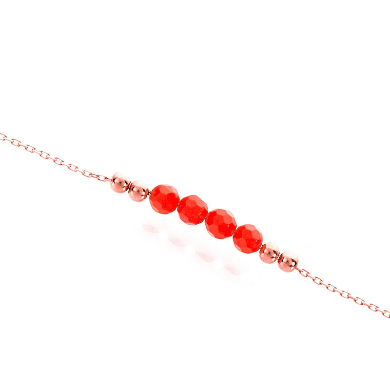 Stylish Jade Stone 925 Silver Bracelet Rose Plated Agate Wristlet