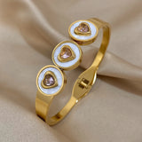 Love Steel Bracelet Bangle Shell Heart Cuff Wedding Jewelry Gift