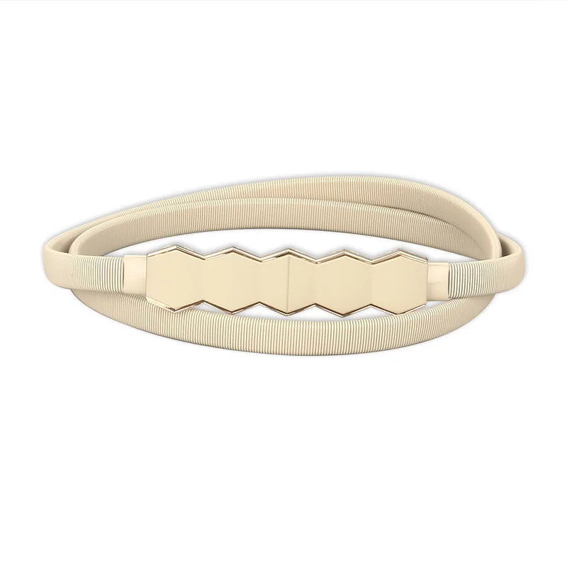 Metallic Multicolour Geometric Pattern Belt for Women