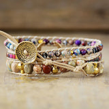 Purple Stone Jaspers Zircon Horseshoe Charm Bracelet