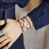 Purple Stone Jaspers Zircon Horseshoe Charm Bracelet