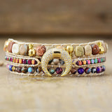 Purple Stone Jaspers Zircon Horseshoe Charm Bracelet