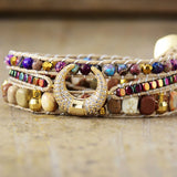 Purple Stone Jaspers Zircon Horseshoe Charm Bracelet
