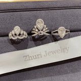 Zircon Droplet Engagement Ring for Women Bride Wedding