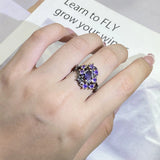 Purple Zircon Women's Ring & Two-tone Flower Ring Party Jewelry Gift