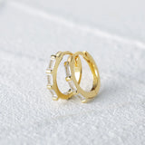 S925 Silver Zircon Hoop Earrings Square Geometric Design Wedding Party Gift