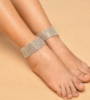 Stylish Sexy Ankle Bracelet with Rhinestones Multi-layered Chain