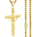 Stainless Steel Cross Necklace Crucifix Pendant INRI Jesus Men Jewelry