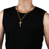 Stainless Steel Cross Necklace Crucifix Pendant INRI Jesus Men Jewelry