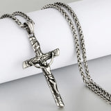 Stainless Steel Cross Necklace Crucifix Pendant INRI Jesus Men Jewelry