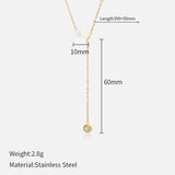 Stainless Steel Shimmer AB Bead Y Necklace Dainty Pendant Waterproof Gift