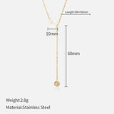 Stainless Steel Shimmer AB Bead Y Necklace Dainty Pendant Waterproof Gift