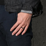 Starry Sky Sandstone Men Ring Stainless Steel Silver Wedding Band
