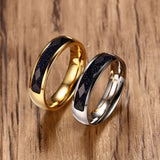 Starry Sky Sandstone Men Ring Stainless Steel Silver Wedding Band