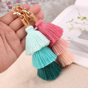 Boho Pompom Tassel Bag Charm Key Chain