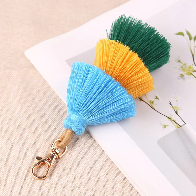 Boho Pompom Tassel Bag Charm Key Chain