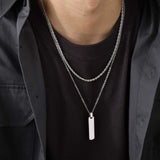 Thick Geometric Bar Pendant Necklaces for Men Jewelry