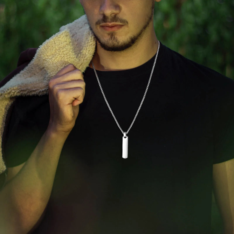 Thick Geometric Bar Pendant Necklaces for Men Jewelry